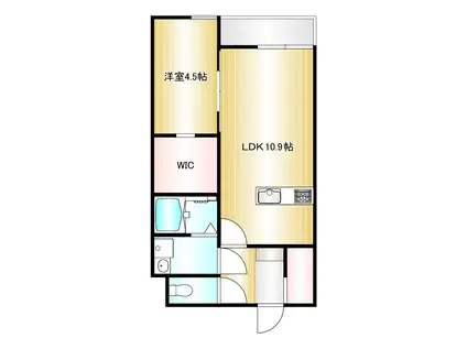 AKURA玉島(1LDK/2階)の間取り写真