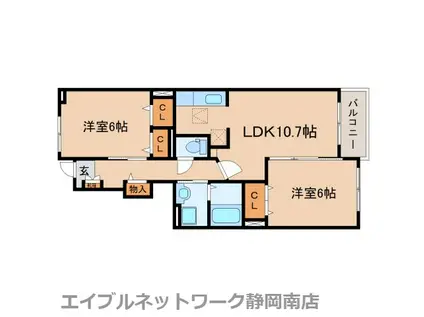 エム・スクエアー ガーデン I(2LDK/1階)の間取り写真