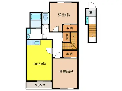 フレグランスさくら(2DK/2階)の間取り写真