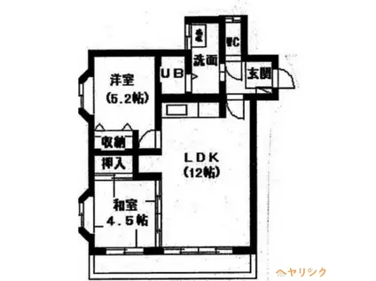 ビラ貴船(2LDK/2階)の間取り写真