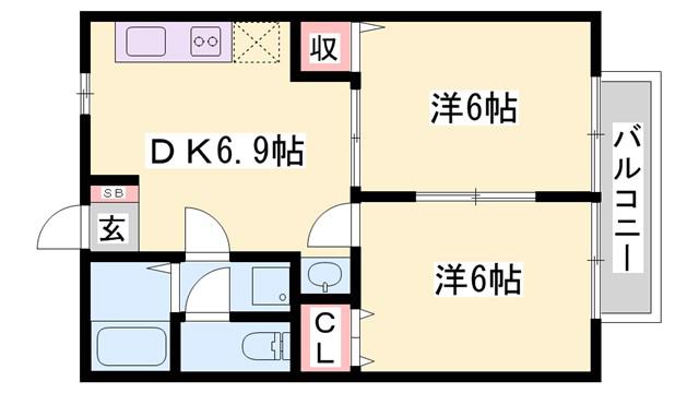 エムズフォレスト(2DK/2階)の間取り写真