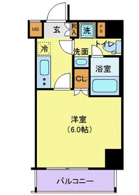 プレセダンヒルズ八王子(1K/2階)の間取り写真