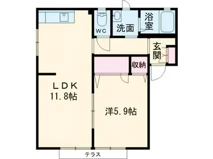 フォーレスK (1LDK/1階)の間取り写真