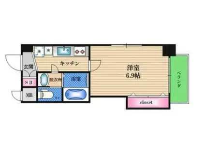 LUXE東三国3(1K/2階)の間取り写真