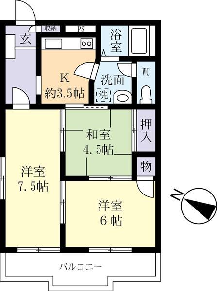 ロワール502(3K/2階)の間取り写真