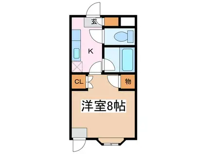 アップルズH(1K/1階)の間取り写真