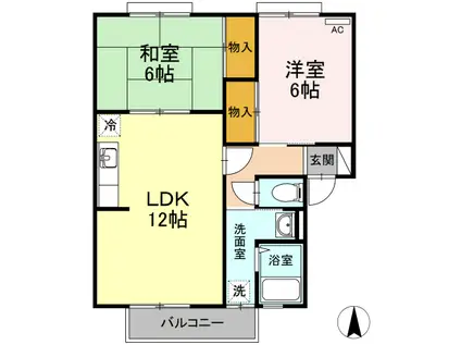 ビラ芳翠A棟(2LDK/1階)の間取り写真