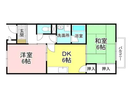 SURPLUSみくも D棟(2DK/1階)の間取り写真