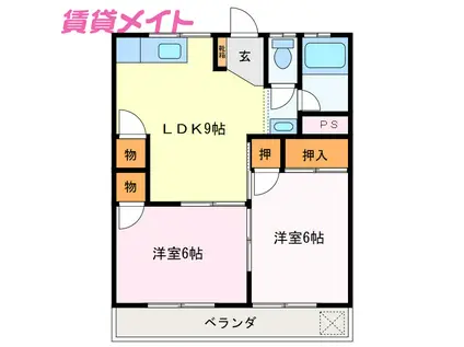 泉ハイツ久保 A(2LDK/2階)の間取り写真