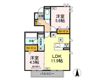 ＪＲ太多線 可児駅 徒歩2分 2階建 新築(2LDK/1階)の間取り写真