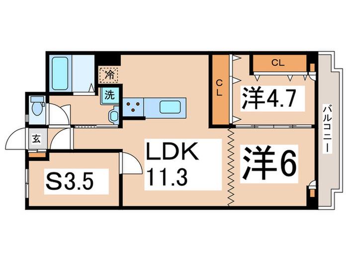 メガロコープ平野2号棟(2SLDK/8階)の間取り写真