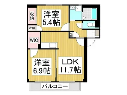 りんごの木(2LDK/1階)の間取り写真