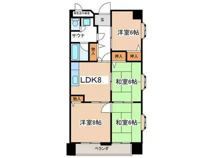 第二コーポかどや(4LDK/4階)の間取り写真