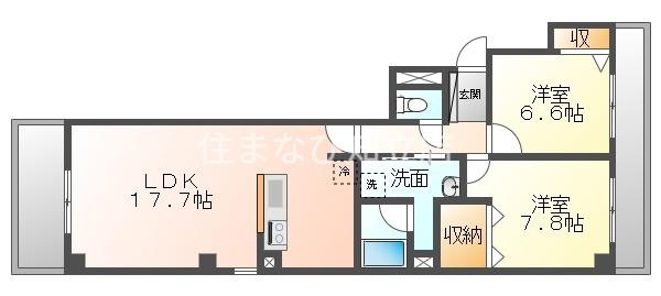 DENCITY CROSS SITE(2LDK/13階)の間取り写真