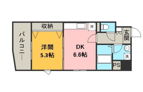 スタンドリバー天神南(1DK/4階)の間取り写真