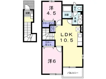 ガーデンヒルズII番館(2LDK/2階)の間取り写真