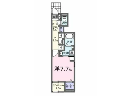 ヒカルサ藤枝高柳II(1K/1階)の間取り写真