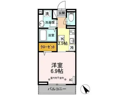 美麗・十日町(1K/3階)の間取り写真