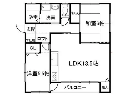 のぞみが丘ハイム(2LDK/2階)の間取り写真