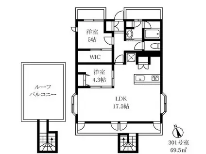 メゾンエミール(2LDK/3階)の間取り写真