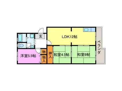 ヴィラ青山(3LDK/2階)の間取り写真