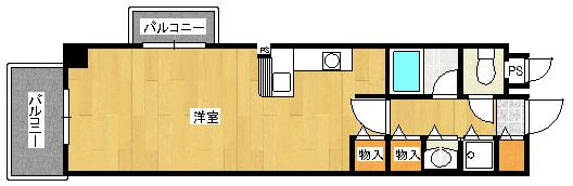 ハイブレスビル(1K/2階)の間取り写真