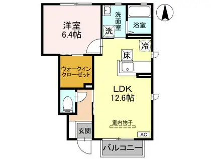 メゾンアベニールB(1LDK/1階)の間取り写真
