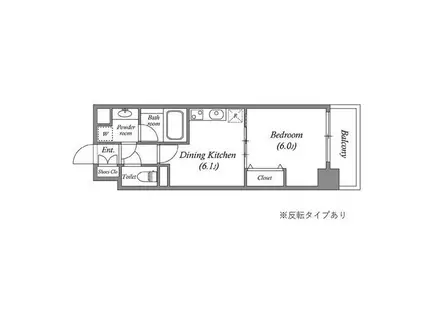 CAVANA九条烏丸(1DK/6階)の間取り写真
