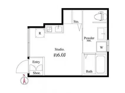 アパルトメント梅丘グランデ(ワンルーム/1階)の間取り写真
