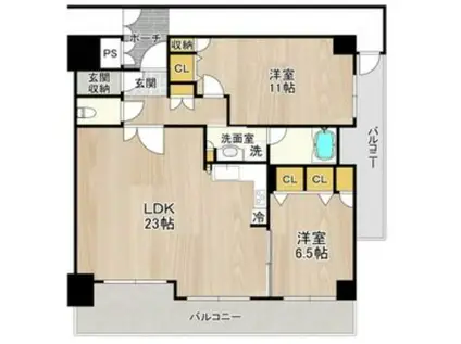 フェニックス日本橋高津(2LDK/13階)の間取り写真