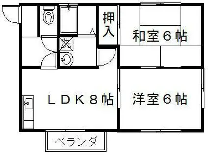 ボナール(2LDK/2階)の間取り写真