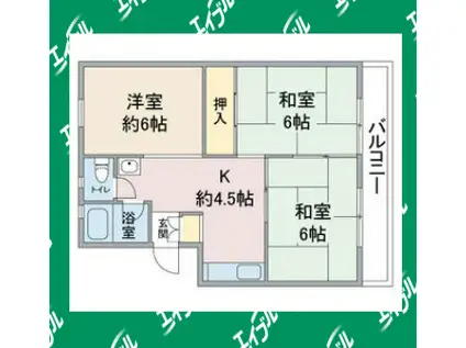 第2大幸ハイツ(3DK/2階)の間取り写真