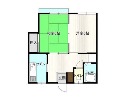 グリーンハウス城山(2K/2階)の間取り写真