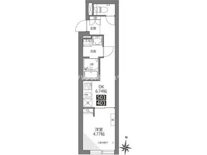 三ノ輪アパートメント(1DK/5階)の間取り写真