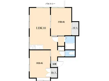 ドミールキクチPARTII(2LDK/2階)の間取り写真