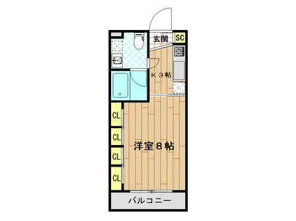 KS CITY 1(1K/2階)の間取り写真