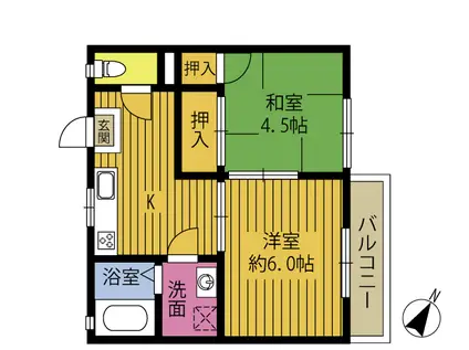 アメニティかんなわ東(2K/2階)の間取り写真