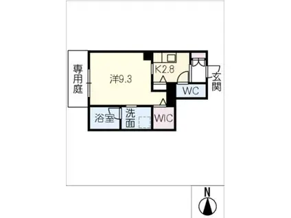 エクラジェント(1K/1階)の間取り写真