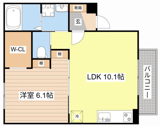 クレスト大戌亥 3号館(1LDK/3階)の間取り写真
