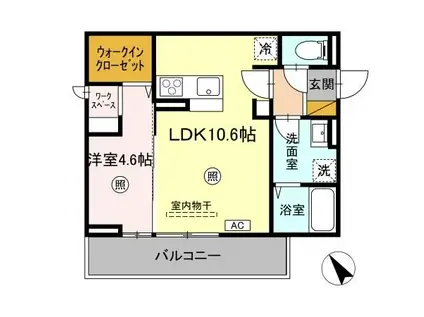 エルブ・バレ(1LDK/2階)の間取り写真