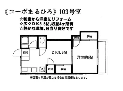 コーポまるひろ(1DK/1階)の間取り写真
