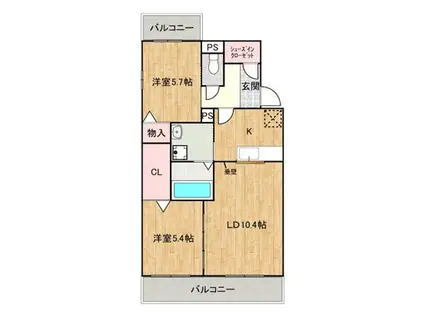 FORT RISE(2LDK/1階)の間取り写真