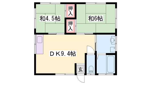 黒田荘(2DK/2階)の間取り写真