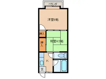 フラワーハイツ(2K/1階)の間取り写真