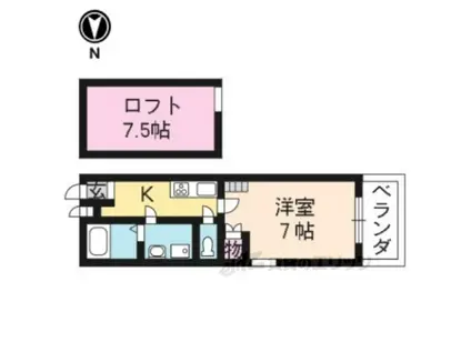 プラスワン衣笠(1K/2階)の間取り写真