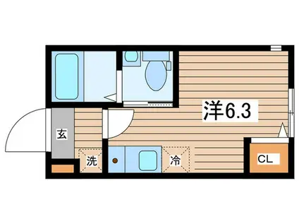 ミネルヴァ横浜港北I(ワンルーム/1階)の間取り写真