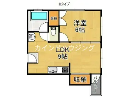 メゾン富地(1LDK/3階)の間取り写真