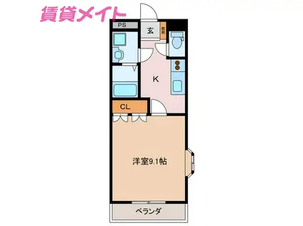 SMILEY(1K/1階)の間取り写真