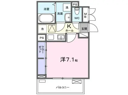 ヒカルサ熊谷曙町(1K/1階)の間取り写真