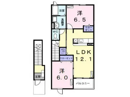 ブライト・ガーデン I(2LDK/2階)の間取り写真